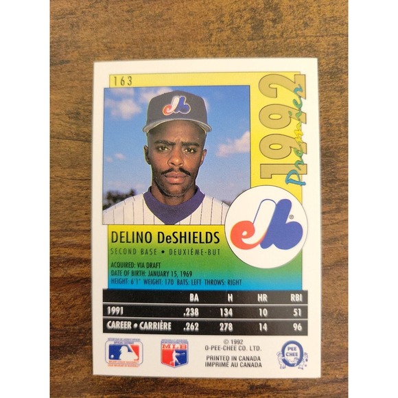 1992 O-Pee-Chee #163 Delino DeShields - Montreal Expos - MLB - Picture 2 of 2